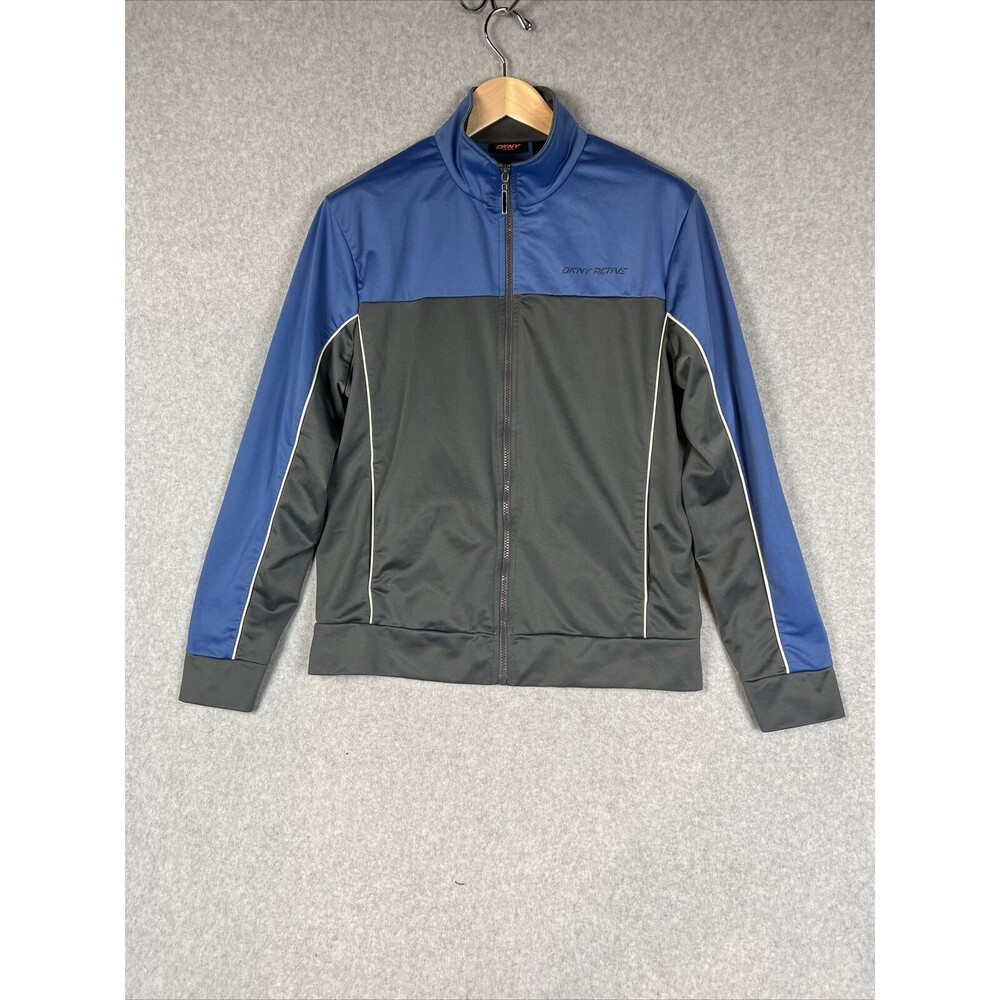 DKNY Active Men’s Large Zip Up Active Jacket  Gray And Blue